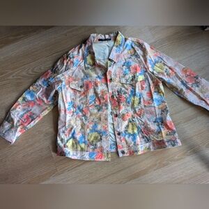Vintage Simon Chang Denim-Style Floral Jacket